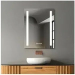 HOKO mit beleuchtung+Uhr+50x70/60x80cm, Spiegel mit Licht f&uuml;r bad (Warmwei&szlig; -