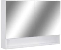 vidaXL Badezimmerspiegelschrank LED-Bad-Spiegelschrank Wei&szlig; 80x15x60 cm MDF