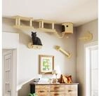 PawHut Katzen-Kletterwand mit Kratzstamm, Sprungplattformen, Leiter, Haus,