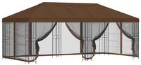 vidaXL Partyzelt Pavillon mit Seitenw&auml;nden 6 x 3 m Braun Polyester und Stahl 190