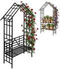relaxdays Rosenbogen mit Sitz oder Blumenbank