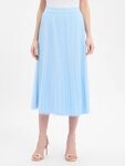 s.Oliver Midirock Rock Plissierter Midi-Meshrock mit Jerseyfutter blau 34