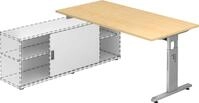 HAMMERBACHER Schreibtisch Anbauschreibtisch T-Fu&szlig; 160x80cm Ahorn/silber