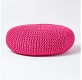 Homescapes Pouf Gro&szlig;er Strickpouf 100% Baumwolle, pink