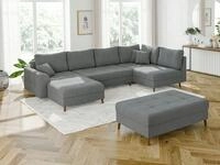 S-Style M&ouml;bel Wohnlandschaft Leif mit Schlaffunktion und Hocker, aus...