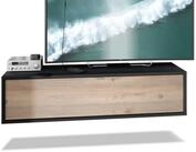 Vladon Lowboard Lana 1200 (TV-Kommode, mit Klappe dahinter 3 F&auml;cher), Schwarz