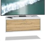 Vladon Lowboard Lana 800 (TV-Kommode, mit Klappe), Wei&szlig; matt/Eiche Natur (80 x...