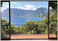 Wallarena Fototapete Fenster 3D Landschaft - Mehrfarbig - Modern - Vlies -