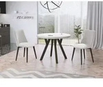 WFL GROUP Esstisch Twixy ausziehbar rund modern mit schwarzen Holzbeinen (MADE...
