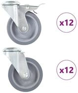 vidaXL Schwerlastrolle 24 Stk. Lenkrollen mit R&uuml;ckenloch 100 mm, (24-St)
