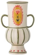 Bloomingville Dekovase Bloomingville Vase ODINA Creme Gr&uuml;n mit Henkeln 21x14 cm