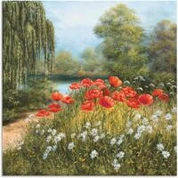 Artland Wandbild Mohnwiese am See, Blumenwiese (1 St), als Alubild, Leinwandbild,