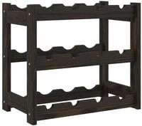 vidaXL Weinregal, Flaschenregal f&uuml;r 12 Flaschen Schwarz Massivholz Kiefer