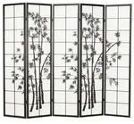 Homestyle4u Paravent Holz Raumteiler Bambus Shoji in Schwarz Sichtschutz Indoor...