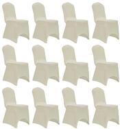 vidaXL Hussen-Set Stretch-Stuhlhussen 12 Stk. Creme