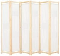 vidaXL Raumteiler 6-teiliger Raumteiler Cremewei&szlig; 240 x 170 x 4 cm Stoff,...