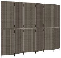 vidaXL Paravent, Raumteiler 6-tlg. Grau Poly Rattan