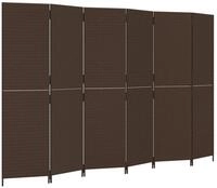 vidaXL Paravent, Raumteiler 6-tlg. Braun Poly Rattan