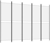 vidaXL Paravent, 5-tlg. Raumteiler Wei&szlig; 250x180 cm Stoff