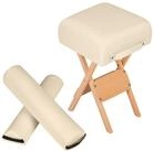 tectake Hocker Sitzhocker mit 2 Lagerungsrollen, aus Holz und Kunstleder