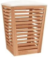 vidaXL W&auml;schekorb Badhocker 40,5x40,5x56 cm Massivholz Nussbaum