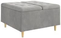 vidaXL Barhocker Aufbewahrungsottomane mit Kissen Hellgrau 80 x 80 x 45 cm Samt (1