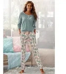 LASCANA Pyjama (Set, 2 tlg) mit gemusterter Hose gr&uuml;n 40/42