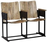 vidaXL Sessel 2-Sitzer-Bank Massivholz und Stahl