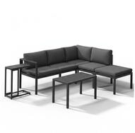 Melko Sitzgruppe 5-teiliges Gartenm&ouml;bel-Set aus Aluminium mit Tisch, Hocker und