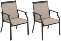 COSTWAY Gartenstuhl (2 St), 50 cm breitere Sitzfl&auml;che, mit Armlehne