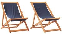 vidaXL Gartenstuhl, Strandst&uuml;hle 2 Stk. Klappbar Blau Stoff