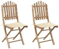 vidaXL Gartenstuhl Klappbare Gartenst&uuml;hle 2 Stk. mit Kissen Bambus (2 St)