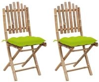 vidaXL Gartenstuhl Klappbare Gartenst&uuml;hle 2 Stk. mit Kissen Bambus (2 St)