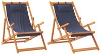 vidaXL Gartenstuhl, Strandst&uuml;hle 2 Stk. Klappbar Blau Stoff