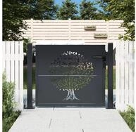 vidaXL Gartentor, Gartentor Anthrazit 105x105 cm Stahl Baum-Design