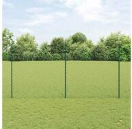 vidaXL Zaun, Zaun mit Pfosten Gr&uuml;n 1,5 x 25 m Stahl