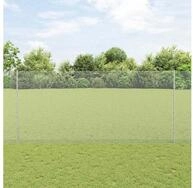vidaXL Zaun, Zaun mit Pfosten Silber 1,4 x 25 m Stahl