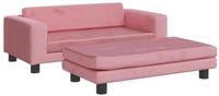 vidaXL Kindersofa, Kinder Schlafsofa mit Hocker Rosa 100x50x30 cm Samt