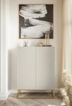 Selsey Highboard VELDIO, Highboard 2-t&uuml;rig mit 3 F&auml;chern, Lamellenfronten und
