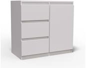 Masseno Kommode MERAVIGLIA 80 cm Sideboard mit 3 Schubladen und 1 T&uuml;ren Wei&szlig;