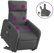 vidaXL Massagesessel, Relaxsessel mit Aufstehhilfe Dunkelgrau Stoff