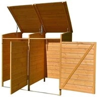 Melko M&uuml;lltonnenbox M&uuml;lltonnenbox Doppelbox f&uuml;r 2 Tonnen - Braun/Wei&szlig; -...