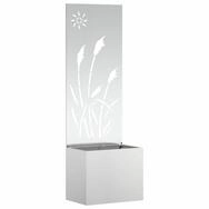 vidaXL Wandbild Garten Sichtschutz-Leinwand Silber 50 x 140 cm Verzinkter...