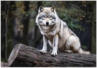 Wallarena Fototapete Wolf Wald - Mehrfarbig - Modern - Vlies - Schlafzimmer,...