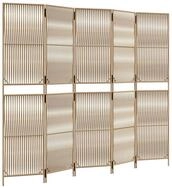 vidaXL Raumteiler Paravent 5-tlg. Beige Poly Rattan, 1-tlg.