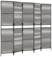 vidaXL Paravent, Raumteiler 5-tlg. Grau Poly Rattan