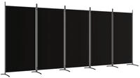 vidaXL Paravent, 5-tlg. Raumteiler Schwarz 433x180 cm Stoff