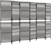 vidaXL Paravent, Raumteiler 6-tlg. Grau Poly Rattan