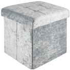 Intirilife Sitzhocker (Sitzw&uuml;rfel mit Stauraum 30x30x30 cm in Samt Blaugrau -