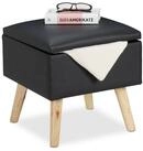 relaxdays Stauraumhocker Sitzhocker mit Stauraum Kunstleder, schwarz